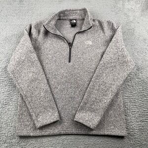 The North Face Sweater Mens Medium Gray Gordon Lyons 1/4 Zip Fleece Pullover
